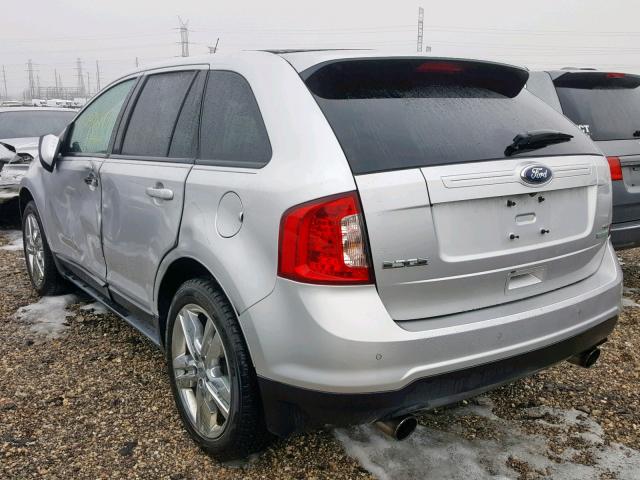 2FMDK3J90CBA62202 - 2012 FORD EDGE SEL SILVER photo 3