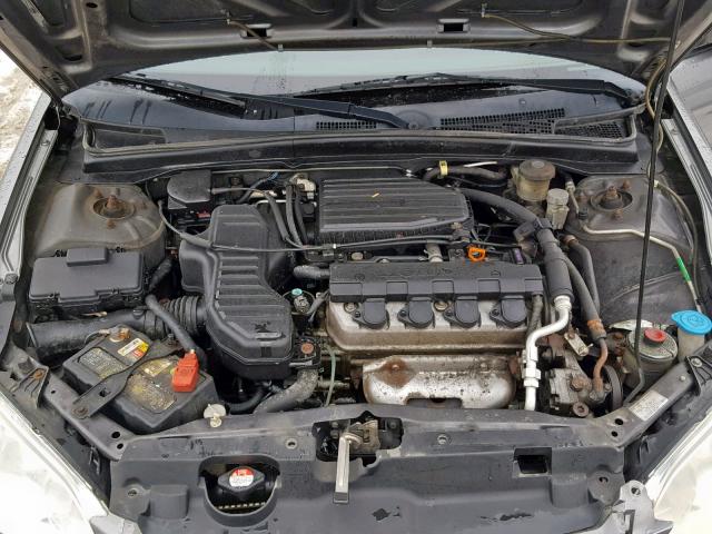 2HGES15525H524040 - 2005 HONDA CIVIC LX GRAY photo 7