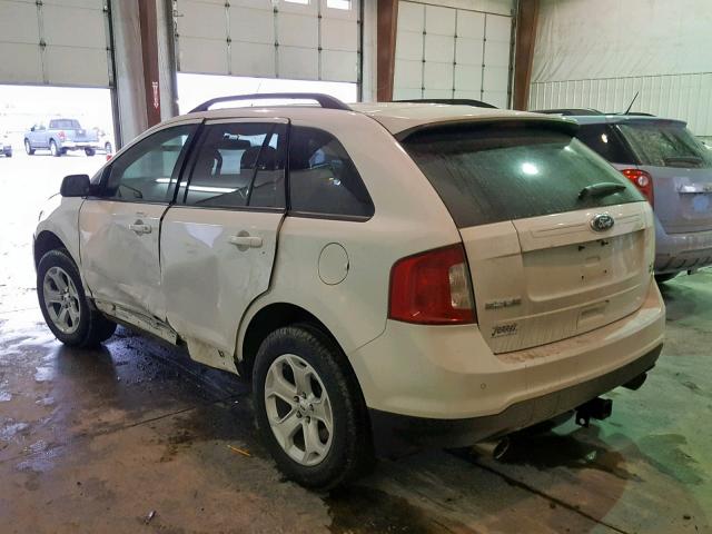 2FMDK4JC3EBA12706 - 2014 FORD EDGE SEL WHITE photo 3