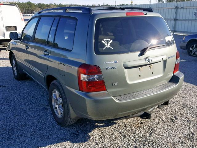 JTEDP21A360126437 - 2006 TOYOTA HIGHLANDER GREEN photo 3