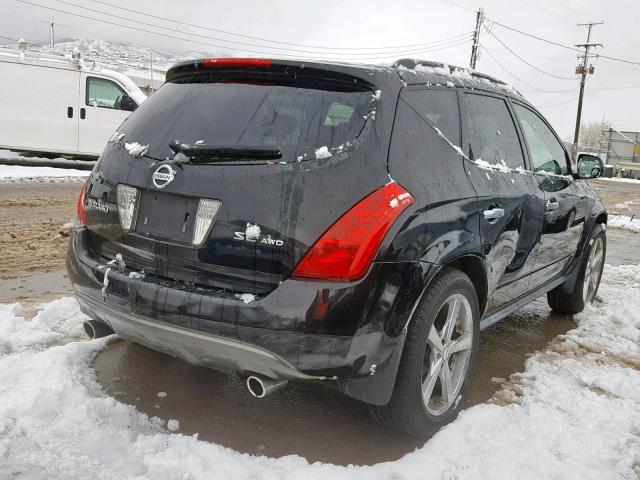 JN8AZ08W93W210279 - 2003 NISSAN MURANO SL BLACK photo 4