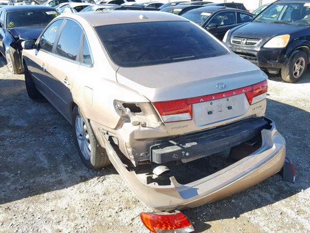 KMHFC46F98A291409 - 2008 HYUNDAI AZERA SE TAN photo 3