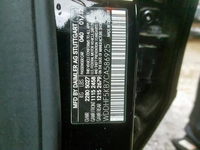 WDDHF5KB7CA586925 - 2012 MERCEDES-BENZ E 350 BLACK photo 10