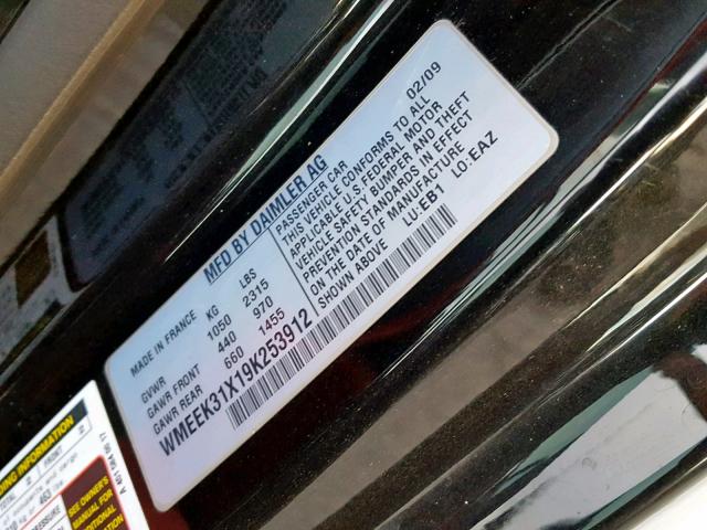 WMEEK31X19K253912 - 2009 SMART FORTWO PAS 白色 照片 10