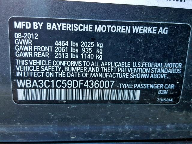 WBA3C1C59DF436007 - 2013 BMW 328 I SULE GRAY photo 10