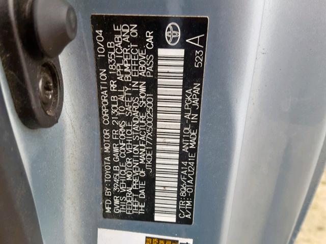 JTKDE177X50025001 - 2005 TOYOTA SCION TC 蓝色 照片 10