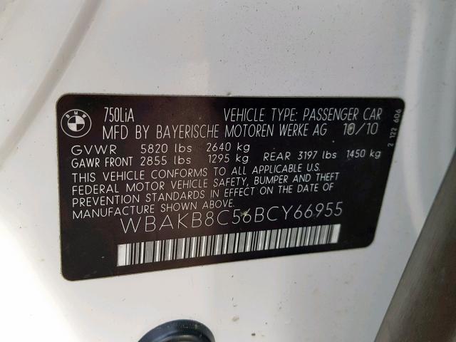 WBAKB8C56BCY66955 - 2011 BMW ALPINA B7 თეთრი ფოტო 10