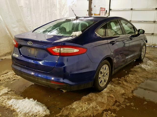 1FA6P0G78E5351229 - 2014 FORD FUSION S BLUE photo 4