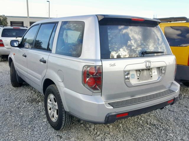 5FNYF28197B035044 - 2007 HONDA PILOT LX SILVER photo 3