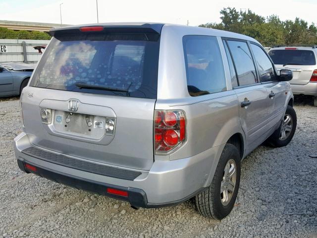 5FNYF28197B035044 - 2007 HONDA PILOT LX SILVER photo 4