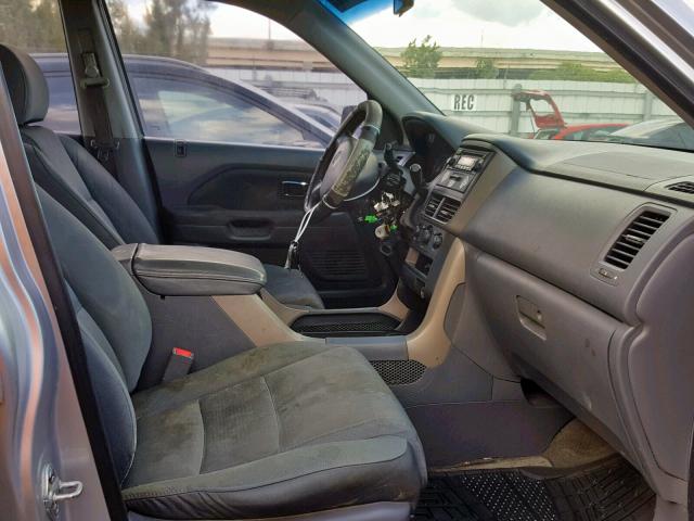 5FNYF28197B035044 - 2007 HONDA PILOT LX SILVER photo 5