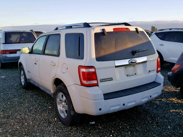 1FMCU49369KC47655 - 2009 FORD ESCAPE HYB WHITE photo 3