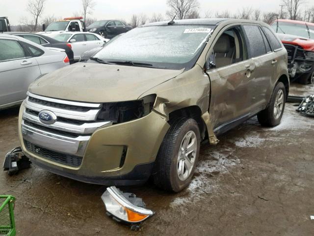 2FMDK3JCXDBC80936 - 2013 FORD EDGE SEL GREEN photo 2