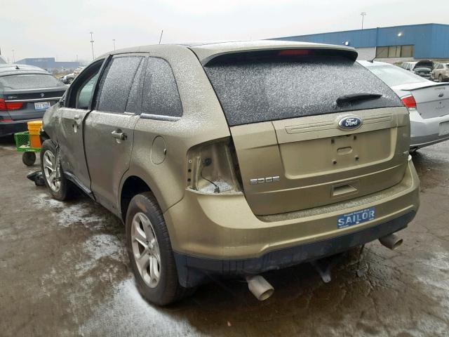 2FMDK3JCXDBC80936 - 2013 FORD EDGE SEL GREEN photo 3