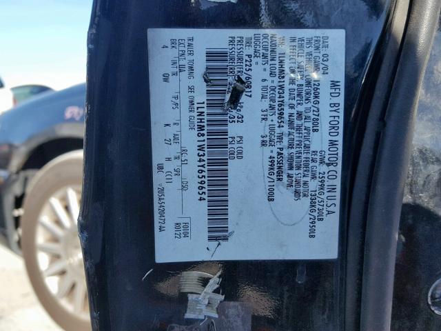 1LNHM81W34Y659654 - 2004 LINCOLN TOWN CAR E BLACK photo 10