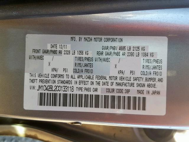 JM1CW2BL2C0133118 - 2012 MAZDA 5 SILVER photo 10