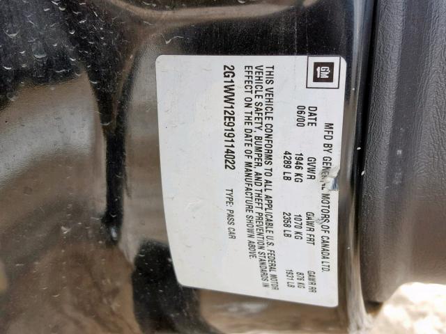 2G1WW12E919114022 - 2001 CHEVROLET MONTE CARL 黑色 照片 10