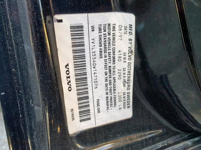 YV1LS5540W1471076 - 1998 VOLVO S70 BLACK photo 10