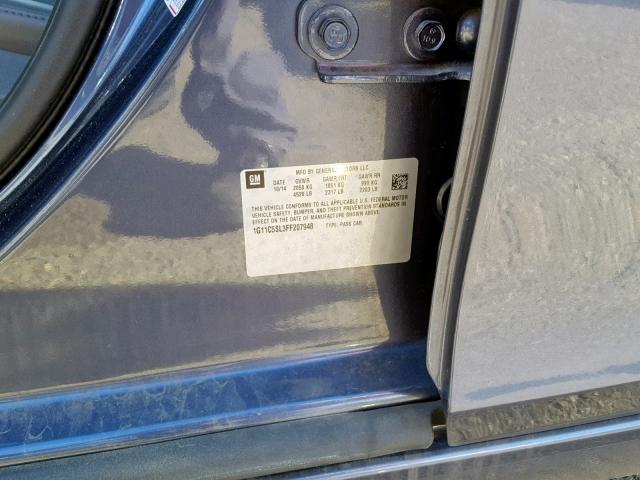 1G11C5SL3FF207948 - 2015 CHEVROLET MALIBU 1LT 蓝色 照片 10