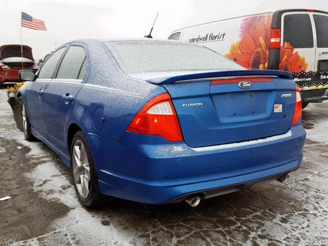 3FAHP0KC8CR175838 - 2012 FORD FUSION SPO BLUE photo 3