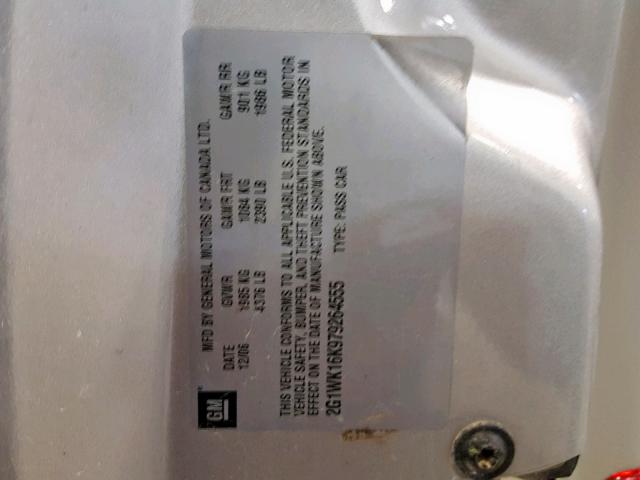 2G1WK16K979264555 - 2007 CHEVROLET MONTE CARL ვერცხლისფერი ფოტო 10