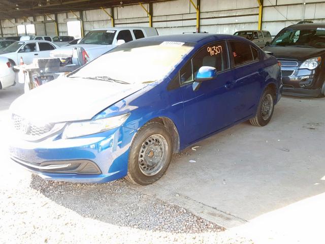 19XFB2F57DE289930 - 2013 HONDA CIVIC LX BLUE photo 2