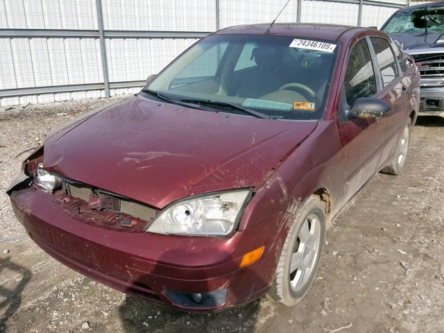 1FAHP34N77W354987 - 2007 FORD FOCUS ZX4 BURGUNDY photo 2