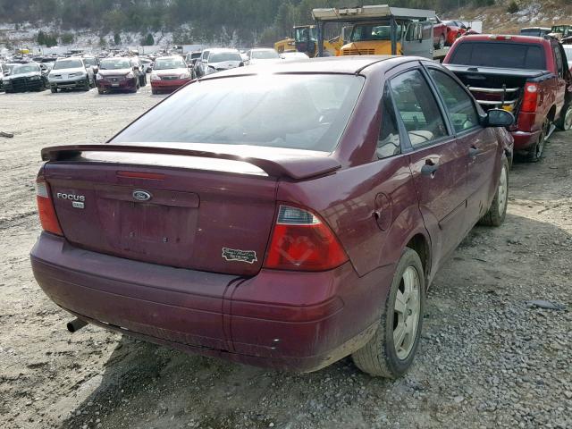 1FAHP34N77W354987 - 2007 FORD FOCUS ZX4 BURGUNDY photo 4