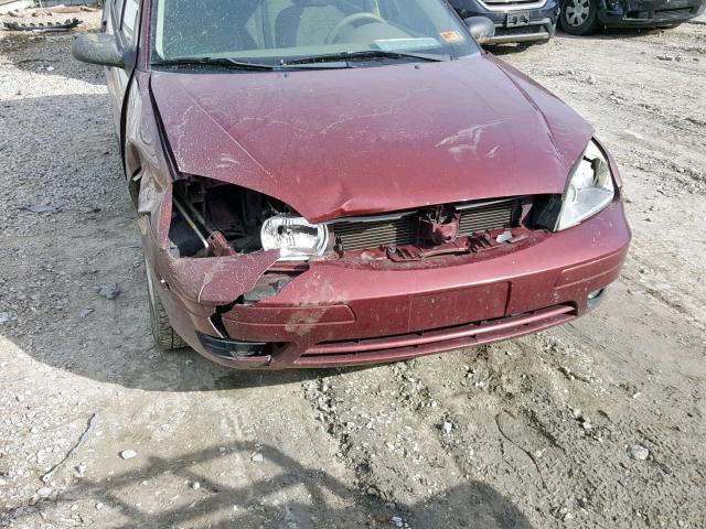 1FAHP34N77W354987 - 2007 FORD FOCUS ZX4 BURGUNDY photo 9