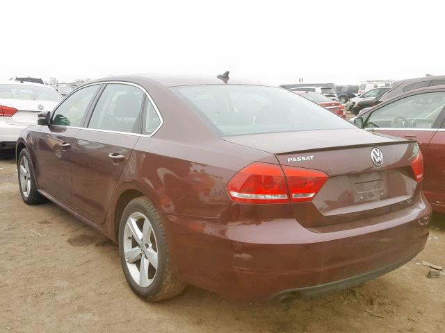 1VWAS7A31EC039554 - 2014 VOLKSWAGEN PASSAT S MAROON photo 3