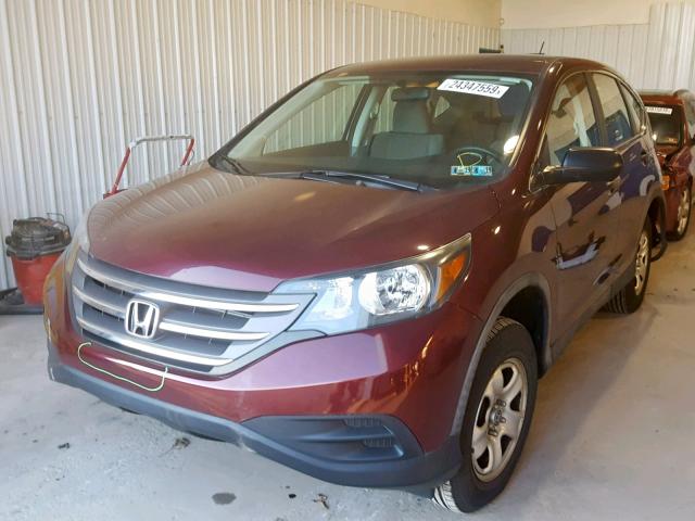 5J6RM4H37CL045399 - 2012 HONDA CR-V LX MAROON photo 2