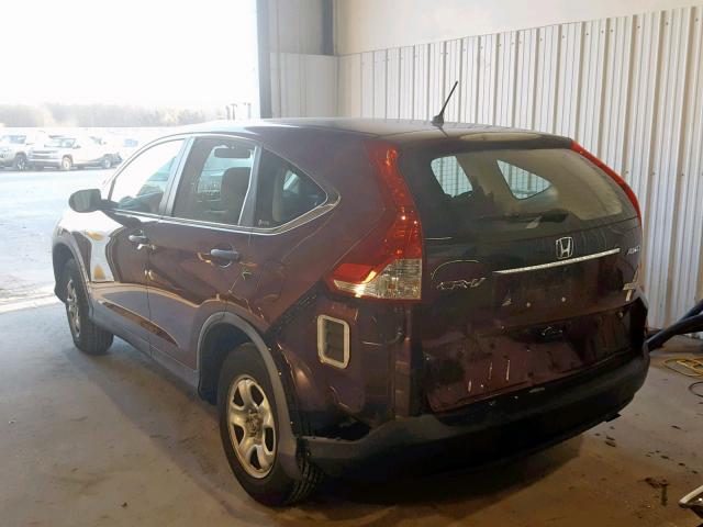 5J6RM4H37CL045399 - 2012 HONDA CR-V LX MAROON photo 3