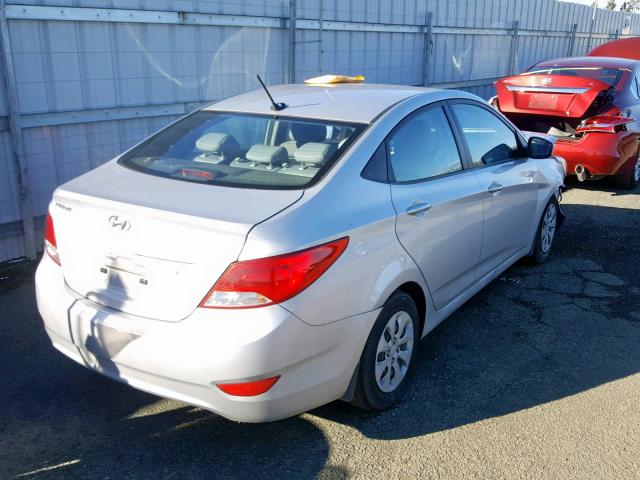 KMHCT4AE6GU161005 - 2016 HYUNDAI ACCENT SE SILVER photo 4