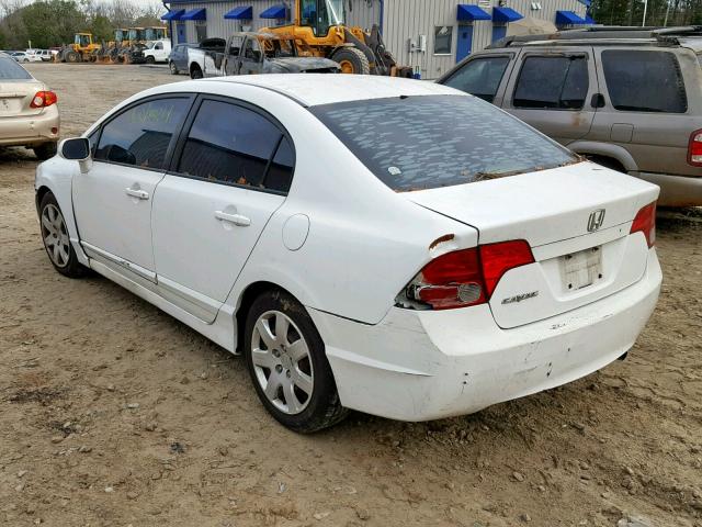 2HGFA16508H309492 - 2008 HONDA CIVIC LX WHITE photo 3