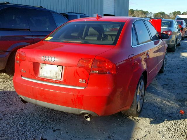 WAUDG78E26A083016 - 2006 AUDI A4 3.2 QUA RED photo 4