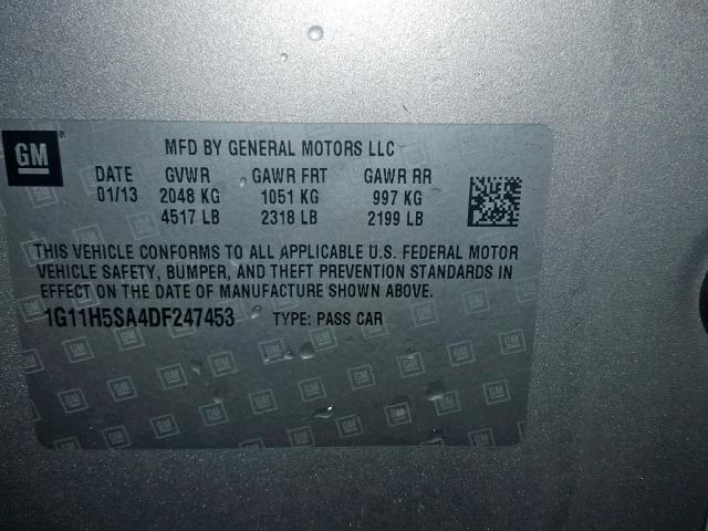 1G11H5SA4DF247453 - 2013 CHEVROLET MALIBU LTZ ვერცხლისფერი ფოტო 10