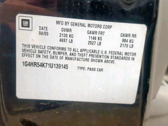 1G4HR54K71U139145 - 2001 BUICK LESABRE LI Қара фото 10