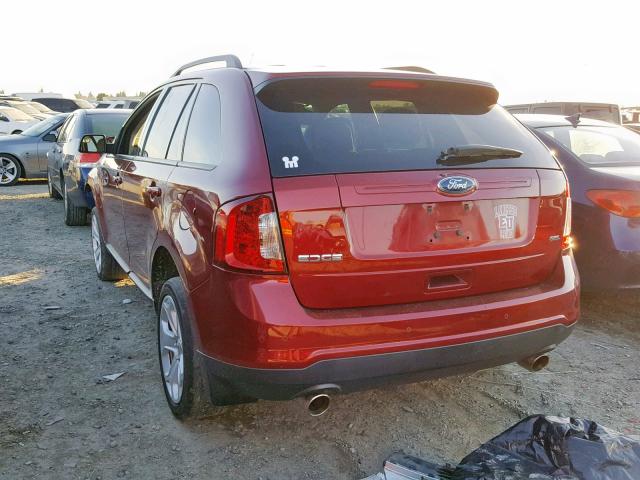 2FMDK3JC3DBB95310 - 2013 FORD EDGE SEL RED photo 3