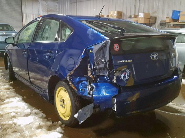 JTDKN3DU9A0030754 - 2010 TOYOTA PRIUS BLUE photo 3