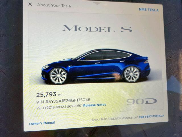 5YJSA1E26GF175046 - 2016 TESLA MODEL S BLUE photo 8