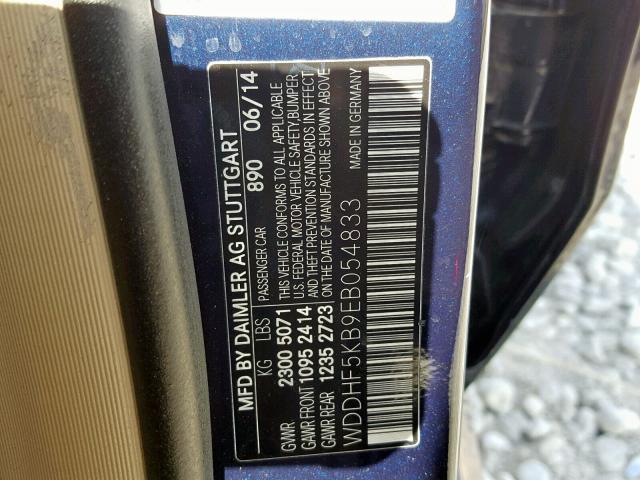 WDDHF5KB9EB054833 - 2014 MERCEDES-BENZ E 350 BLUE photo 10