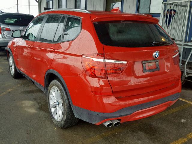 5UXWZ7C33H0V88551 - 2017 BMW X3 SDRIVE2 RED photo 3