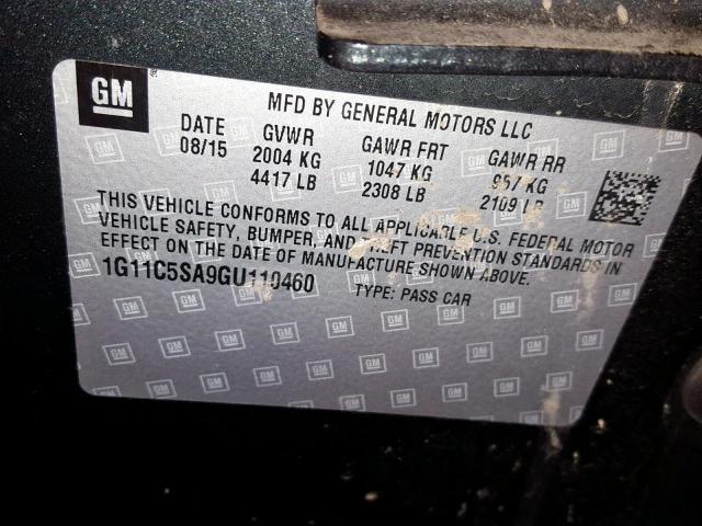 1G11C5SA9GU110460 - 2016 CHEVROLET MALIBU LIM 灰色 照片 10