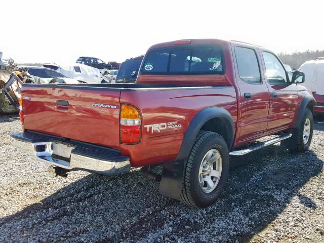 5TEGN92N03Z151079 - 2003 TOYOTA TACOMA DOU RED photo 4