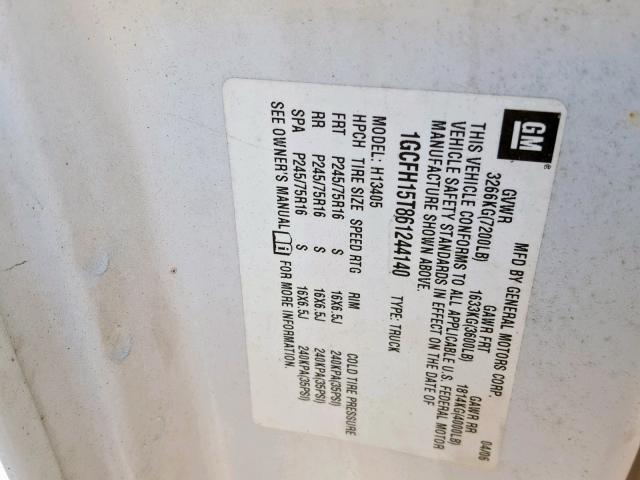 1GCFH15T861244140 - 2006 CHEVROLET EXPRESS G1 WHITE photo 10