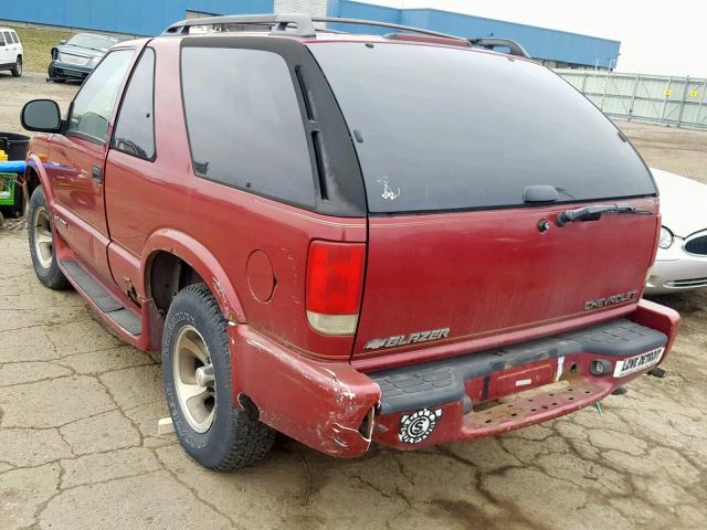 1GNCS18W2WK157989 - 1998 CHEVROLET BLAZER BURGUNDY photo 3