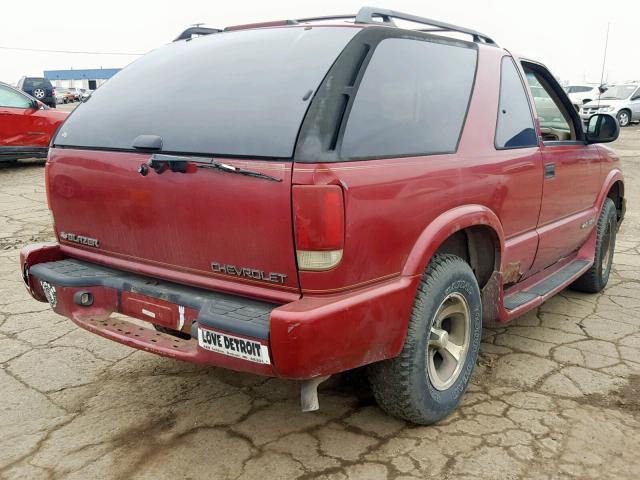 1GNCS18W2WK157989 - 1998 CHEVROLET BLAZER BURGUNDY photo 4