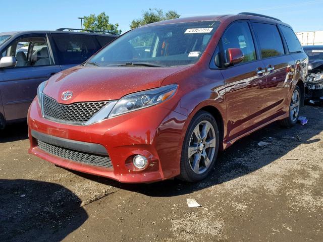 5TDXZ3DC0HS879941 - 2017 TOYOTA SIENNA SE BURGUNDY photo 2