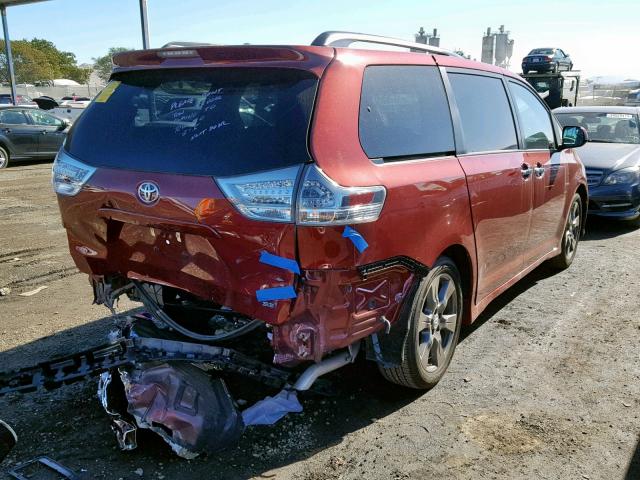 5TDXZ3DC0HS879941 - 2017 TOYOTA SIENNA SE BURGUNDY photo 4