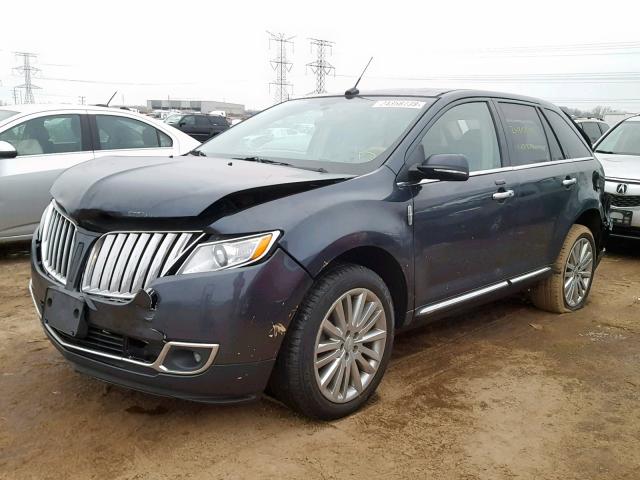 2LMDJ8JK3EBL07911 - 2014 LINCOLN MKX BLUE photo 2